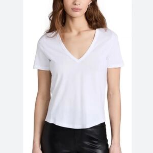 Veronica Beard White V-Neck Short Sleeve Tee xs pima cotton